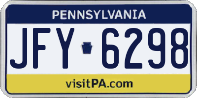 PA license plate JFY6298