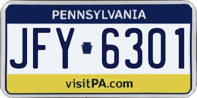 PA license plate JFY6301