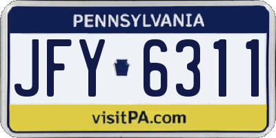 PA license plate JFY6311