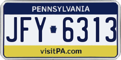 PA license plate JFY6313