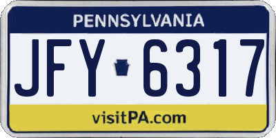PA license plate JFY6317