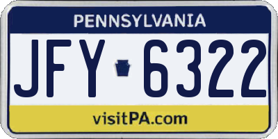 PA license plate JFY6322