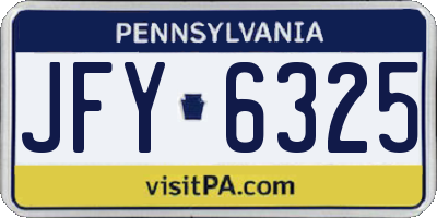 PA license plate JFY6325