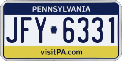 PA license plate JFY6331