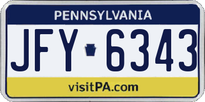 PA license plate JFY6343