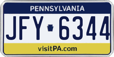 PA license plate JFY6344