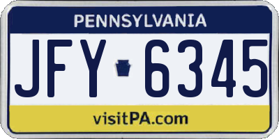 PA license plate JFY6345