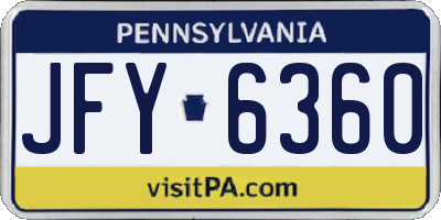 PA license plate JFY6360
