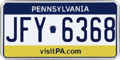 PA license plate JFY6368
