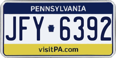 PA license plate JFY6392