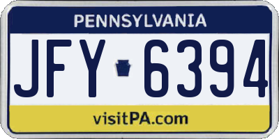 PA license plate JFY6394