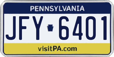 PA license plate JFY6401