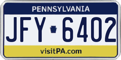PA license plate JFY6402