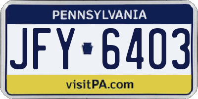 PA license plate JFY6403