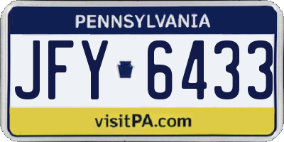 PA license plate JFY6433
