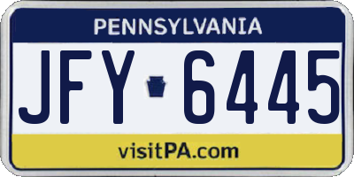 PA license plate JFY6445