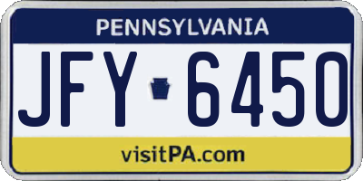 PA license plate JFY6450