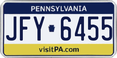 PA license plate JFY6455