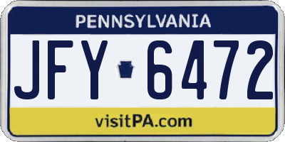PA license plate JFY6472