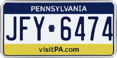 PA license plate JFY6474
