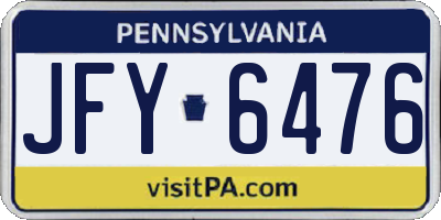 PA license plate JFY6476