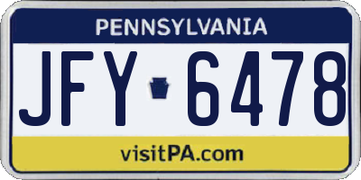 PA license plate JFY6478