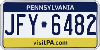 PA license plate JFY6482