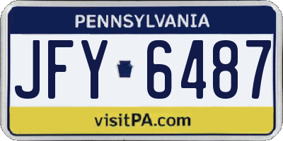 PA license plate JFY6487