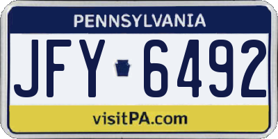 PA license plate JFY6492