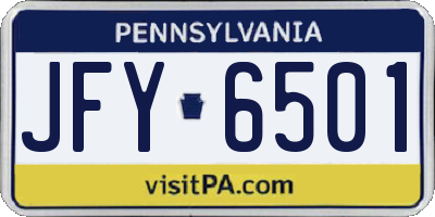 PA license plate JFY6501