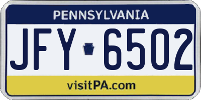 PA license plate JFY6502