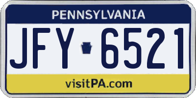 PA license plate JFY6521