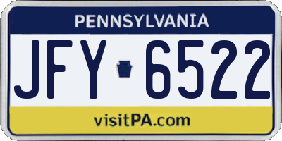 PA license plate JFY6522