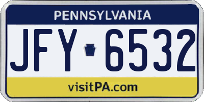 PA license plate JFY6532