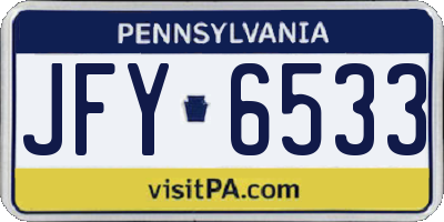 PA license plate JFY6533