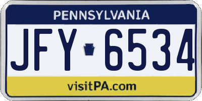 PA license plate JFY6534