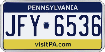 PA license plate JFY6536