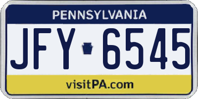 PA license plate JFY6545