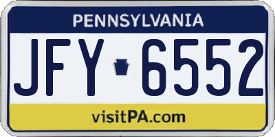 PA license plate JFY6552