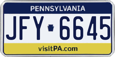 PA license plate JFY6645
