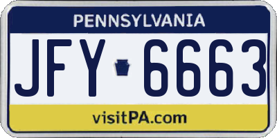 PA license plate JFY6663