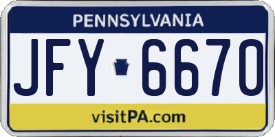 PA license plate JFY6670