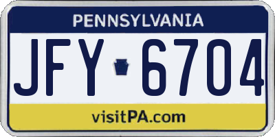 PA license plate JFY6704