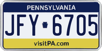 PA license plate JFY6705