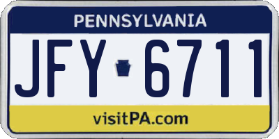 PA license plate JFY6711