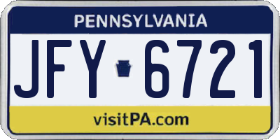 PA license plate JFY6721
