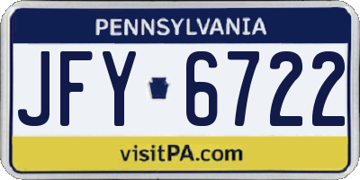 PA license plate JFY6722