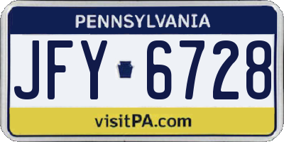 PA license plate JFY6728