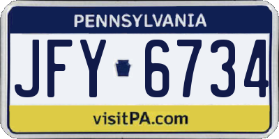 PA license plate JFY6734