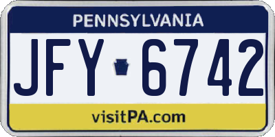 PA license plate JFY6742